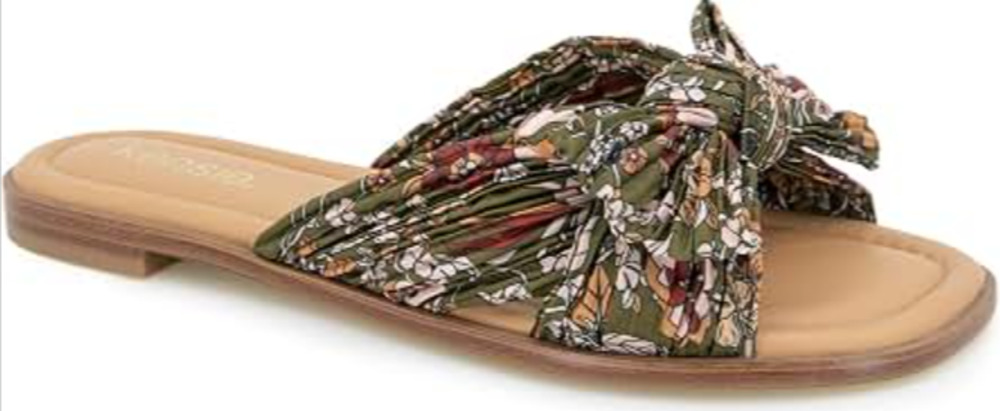 Kensie Renata 2 Floral Knotted Bow Slide Sandals Women's Size 9 Flat